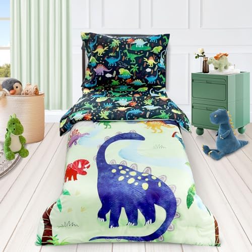 DAYEEBALL 4 Piece Toddler Bedding Set with Dinosaur Pattern