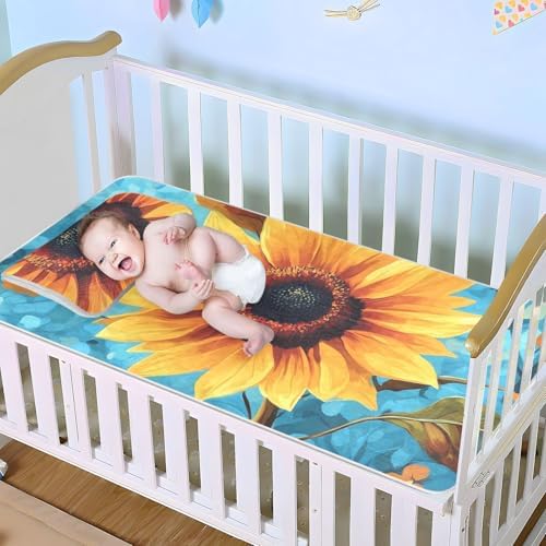 Blue Sunflower Cooling Baby Mattress Pad 28x52 1
