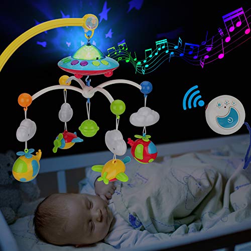 Elf Lab Baby Musical Crib Mobile with Remote Control and Star Projector