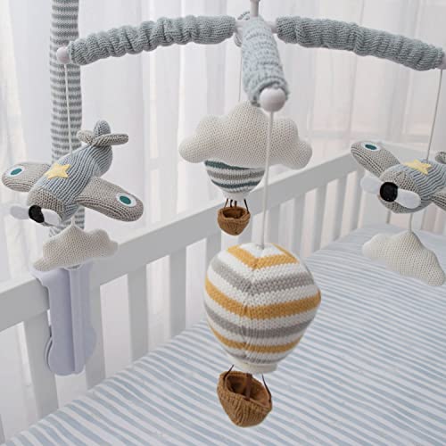 Living Textiles Baby Mobile - Sky Hot Air Balloon 12 Lullabies Calming Soother Blue