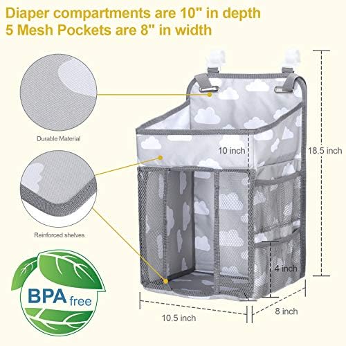 Accmor Hanging Baby Diaper Caddy Organizer Grey Cloud