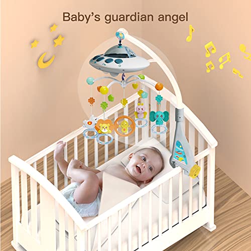 Lcasio Baby Crib Mobile with Music and Night Light - Blue