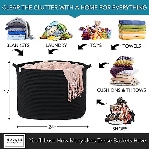 Huddle Supply Co Large Woven Rope Storage Basket 2PCs