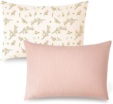 Konssy Muslin Toddler Pillowcase 2 Pack - Pink Floral