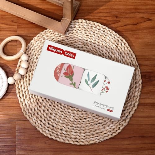 GLLQUEN Baby Bassinet Sheets 4 Pack Floral Pattern