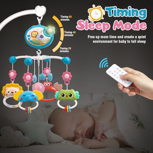 Mini Tudou Crib Mobile with Music Lights Remote Control