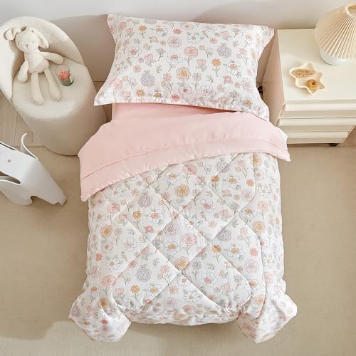 DuShow Floral Toddler Bedding Set 4 Piece