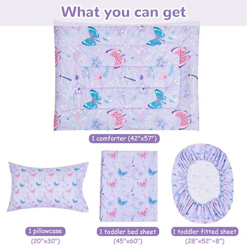 Butterfly Toddler Bedding Set for Girls 4 Piece 1