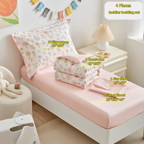 DuShow Floral Toddler Bedding Set 4 Piece