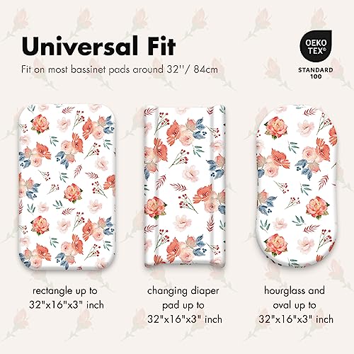 GLLQUEN Baby Bassinet Sheets 4 Pack Floral Pattern