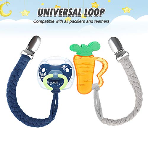 Pacifier Clip for Boys and Girls 6 Pack Universal Braided Holder