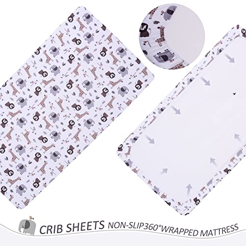 Cloele Jungle Crib Bedding Set for Boys - 3 Piece Grey