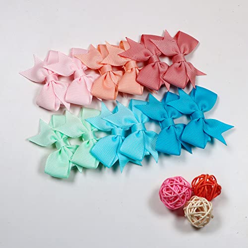 ALinmo 2 Baby Hair Clips with Lined Bows in Pairs