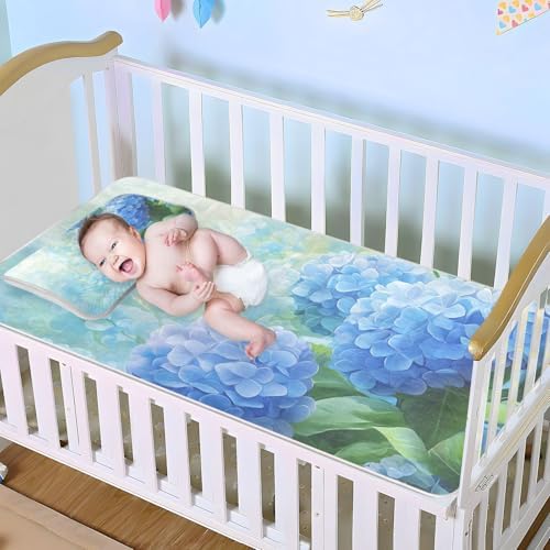 Blue Hydrangea Motto Cooling Baby Mattress Topper 28x52