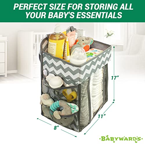 Babywards Hanging Diaper Caddy - 2 Compartments 3 Mesh Pockets