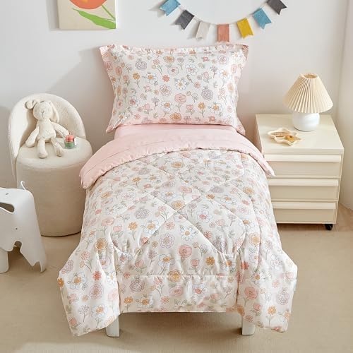 DuShow Floral Toddler Bedding Set 4 Piece