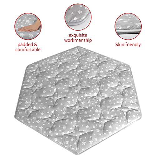 Hexagon Playpen Mat with Non-Slip Padding and Star Print