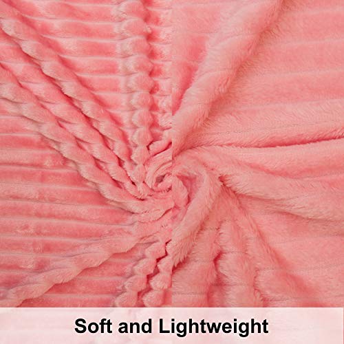 NTBAY Flannel Fuzzy Toddler Blanket - Reversible Stripes 30x40 Inches Pink