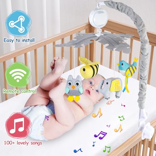Baby Crib Mobile with Music Lights and Remote Control 1