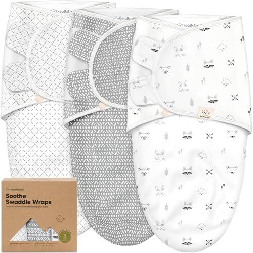 KeaBabies 3-Pack Organic Sleep Sacks for Newborns 0-3 Months