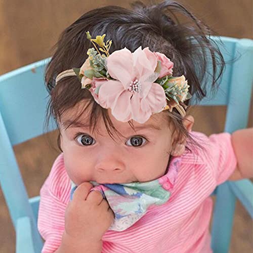 Baby Girl Headbands with Flowers and Rhinestones 3pcs