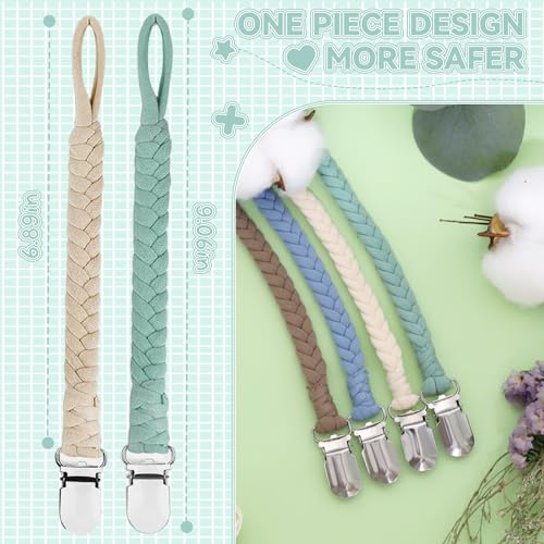 4 Pcs Pacifier Clips Braided Handmade for Babies
