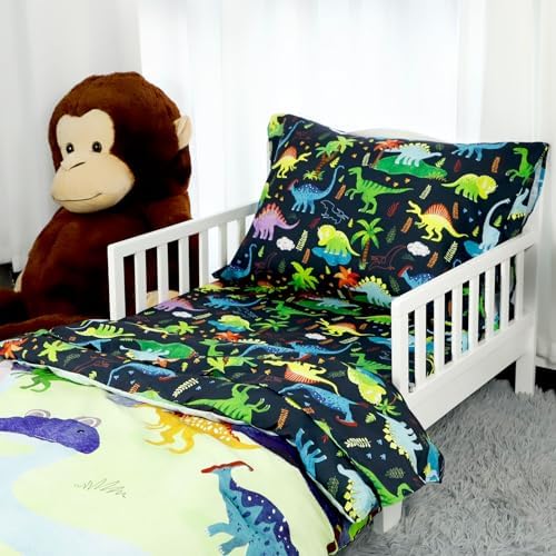 DAYEEBALL 4 Piece Toddler Bedding Set with Dinosaur Pattern