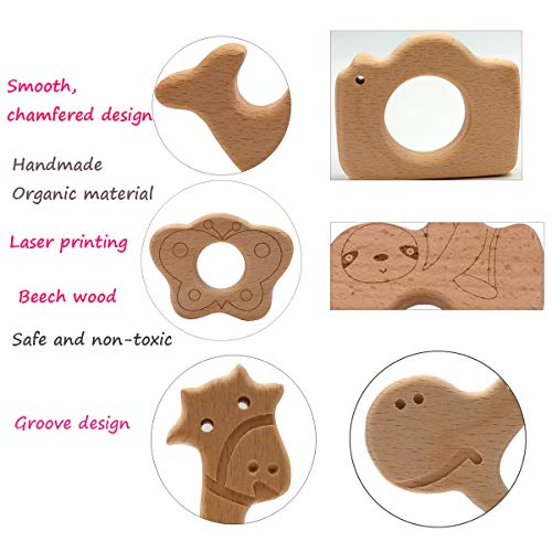 2pcs Natural Beech Wood Squirrel Teether Pendant