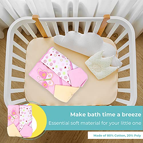 Spasilk Pink Butterfly Bath Hooded Towels Washcloths Set