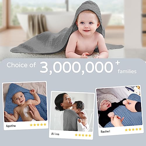 Yoofoss 2 Pack Hooded Baby Towels - 32x32 Inch Organic Muslin