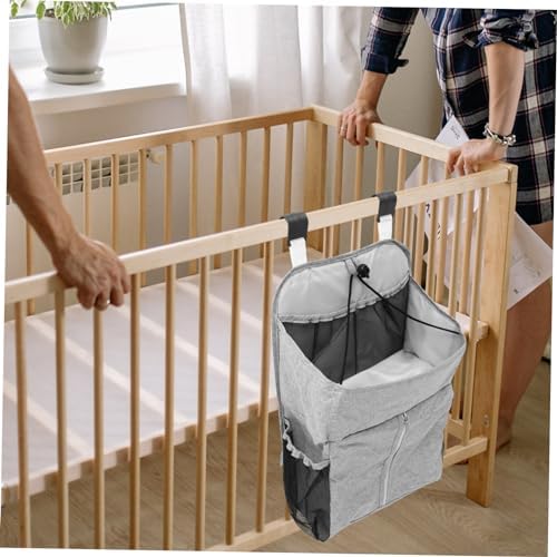 GARVALON 1pc Crib Storage Bag Bed Organizer for Diapers and Essentials