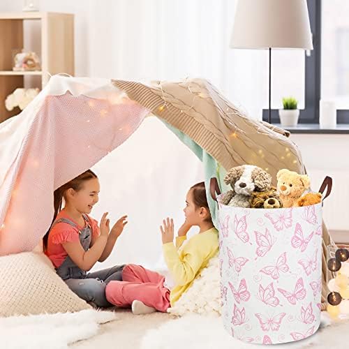 CLOCOR Pink Butterfly Laundry Basket