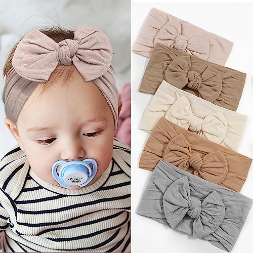 CLLOT Soft Stretchy Headband with Hair Bow for Baby Girls and Toddlers