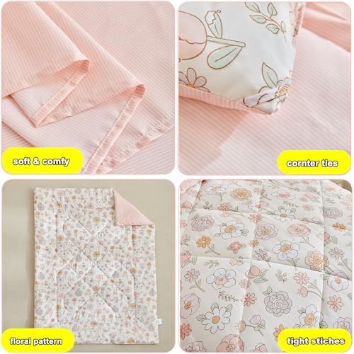 DuShow Floral Toddler Bedding Set 4 Piece