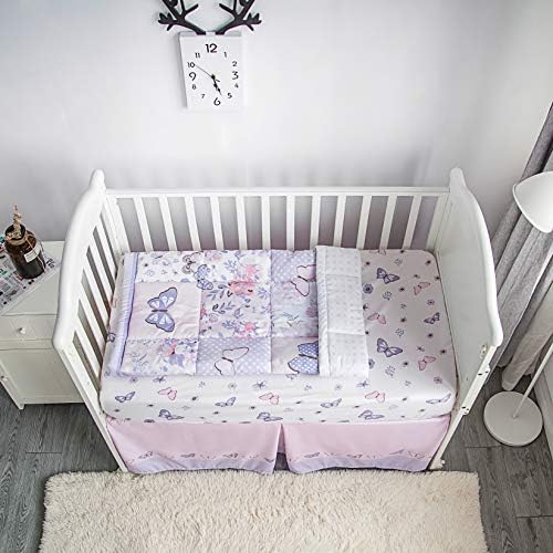 La Premura 3-Piece Purple Butterfly Crib Bedding Set for Girls