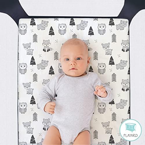 The Peanutshell 3-Pack Fitted Playard Sheets - Woodland Design 1