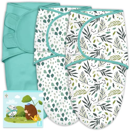 Cute Castle 3-Pack Baby Sleep Sacks - Newborn Swaddle Blankets - Green