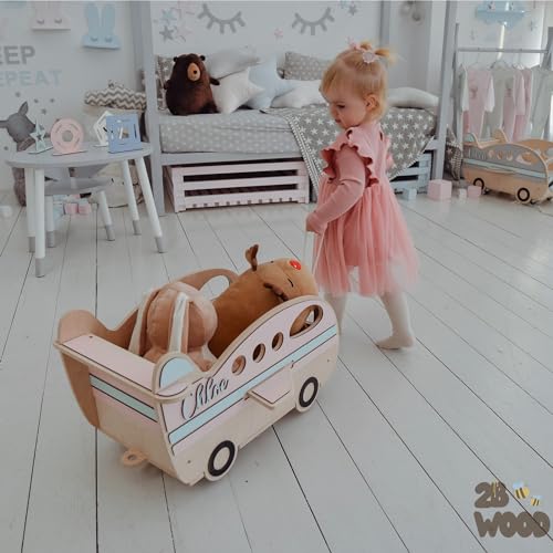 Personalized Wooden Toy Box With Wheels for Kids 1
