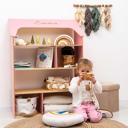 Enjoy The Wood Wooden Dollhouse Bookcase - Pink