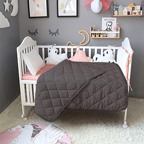 BEDSUM 100 Brushed Microfiber Toddler Quilt 43x60 Inches Dark Grey
