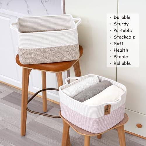 COMFY-HOMI 3-Pack Cotton Rope Woven Baskets with Handles