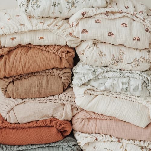 Konssy 2 PCS Muslin Crib Sheets Soft Breathable Cotton for Baby