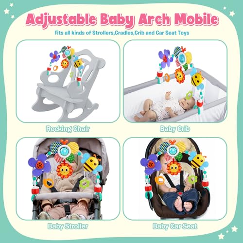 Baby Stroller Arch Toys with Sensory Play and Hanging Accessories