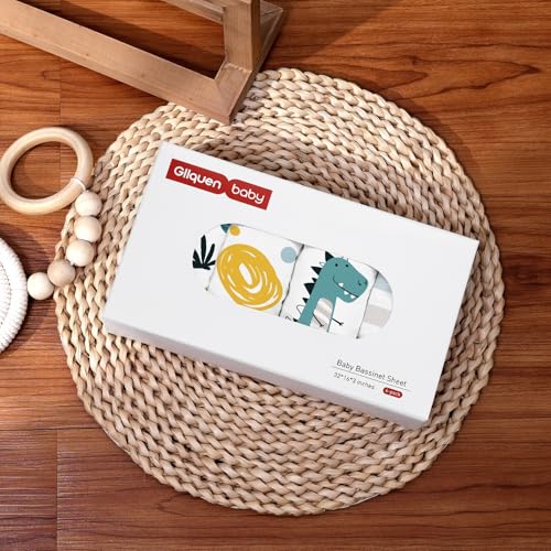 GLLQUEN Baby Bassinet Sheets 4 Pack - Dinosaur Pattern 1
