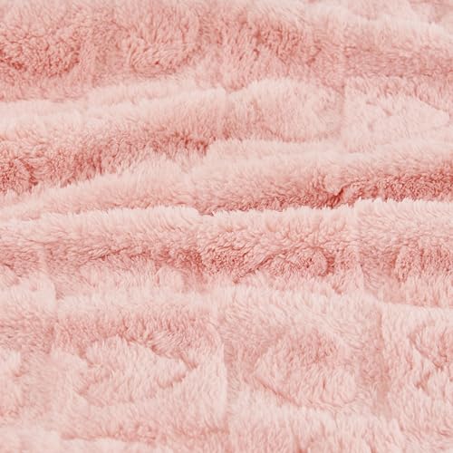 Yurhap Fleece Baby Blanket Heart Checkered 3040 Light Pink