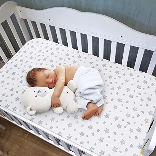 Moonsea Crib Sheets 2 Pack Grey White 1