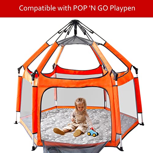 Hexagon Playpen Mat with Non-Slip Padding and Star Print