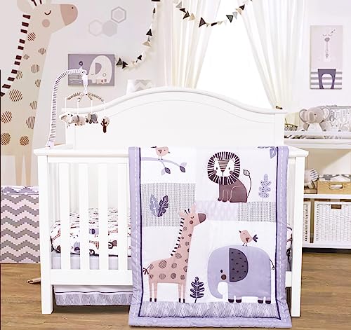 Cloele Jungle Crib Bedding Set for Boys - 3 Piece Grey