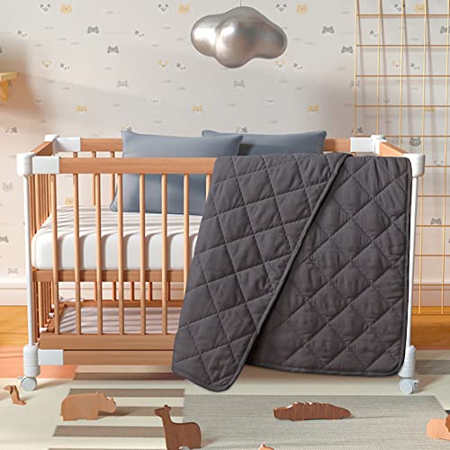 BEDSUM 100 Brushed Microfiber Toddler Quilt 43x60 Inches Dark Grey