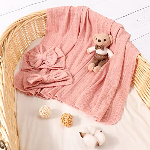 DRESHOW BQUBO Baby Swaddle Set 4PCS with Hat and Bow